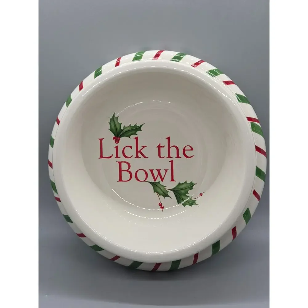 Lenox Christmas Holiday Pet Dog Bowl “Lick The Bowl” 7
